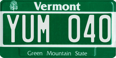 VT license plate YUM040