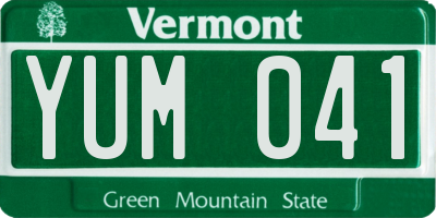 VT license plate YUM041