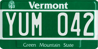 VT license plate YUM042