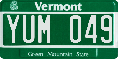 VT license plate YUM049