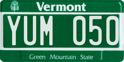 VT license plate YUM050