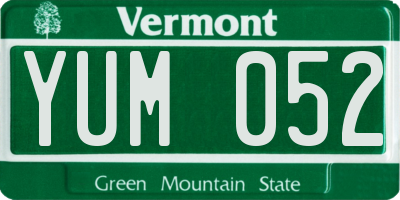VT license plate YUM052