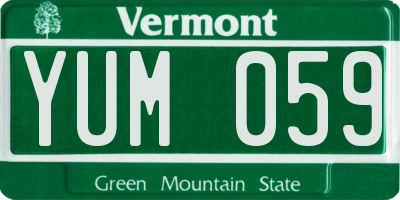 VT license plate YUM059