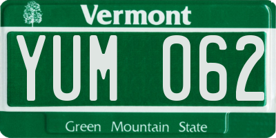 VT license plate YUM062