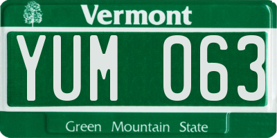 VT license plate YUM063