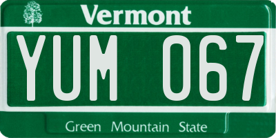VT license plate YUM067