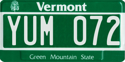 VT license plate YUM072