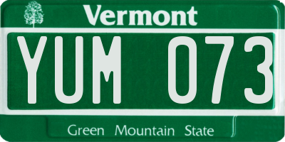 VT license plate YUM073