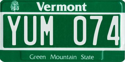 VT license plate YUM074