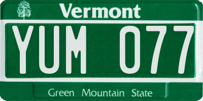 VT license plate YUM077
