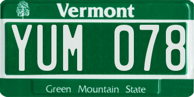 VT license plate YUM078