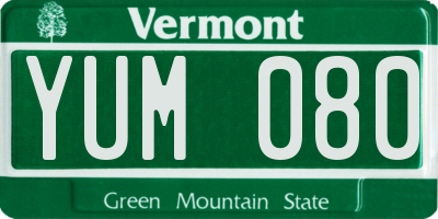 VT license plate YUM080