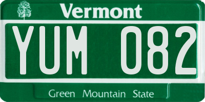 VT license plate YUM082