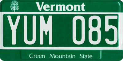 VT license plate YUM085