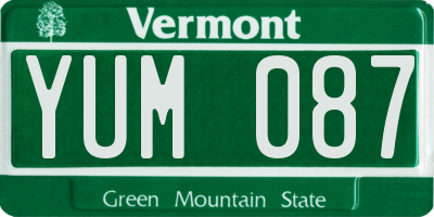 VT license plate YUM087