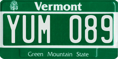 VT license plate YUM089