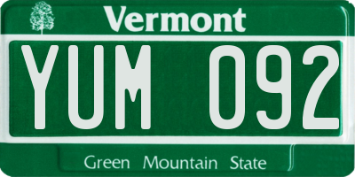 VT license plate YUM092