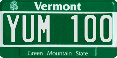VT license plate YUM100