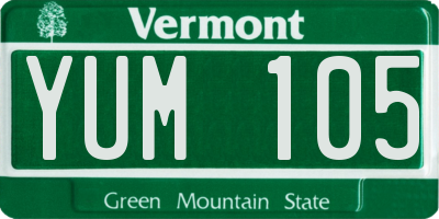VT license plate YUM105