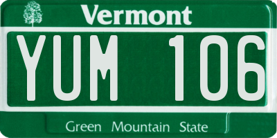 VT license plate YUM106