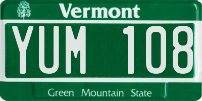 VT license plate YUM108