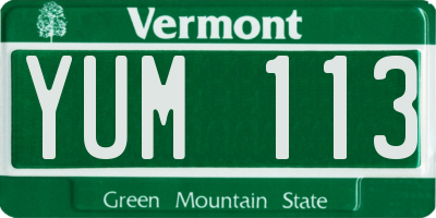 VT license plate YUM113