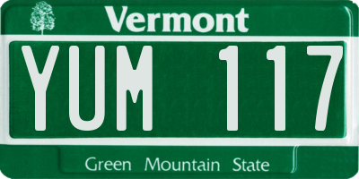 VT license plate YUM117