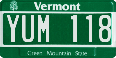 VT license plate YUM118