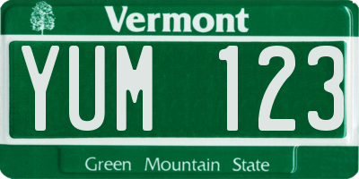 VT license plate YUM123
