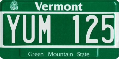 VT license plate YUM125