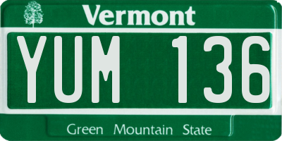 VT license plate YUM136