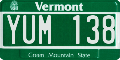 VT license plate YUM138