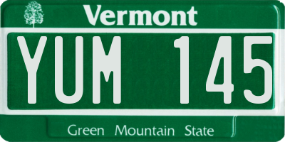 VT license plate YUM145