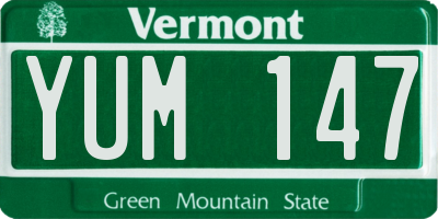 VT license plate YUM147