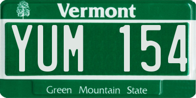VT license plate YUM154