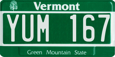 VT license plate YUM167