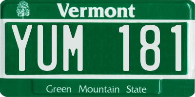 VT license plate YUM181