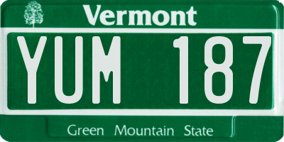VT license plate YUM187