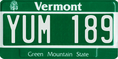 VT license plate YUM189