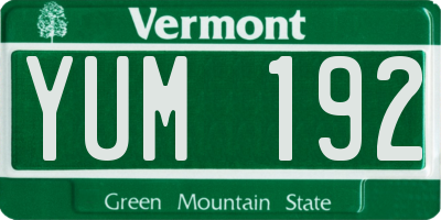 VT license plate YUM192