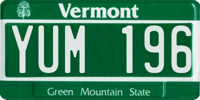 VT license plate YUM196