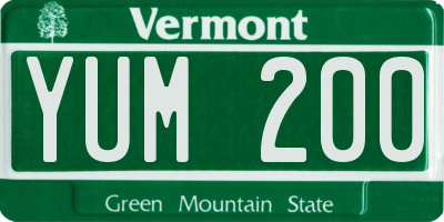 VT license plate YUM200