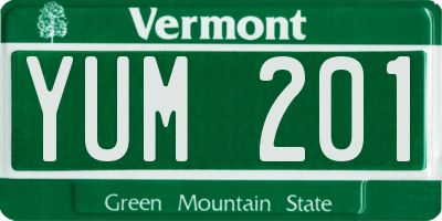 VT license plate YUM201
