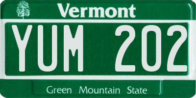 VT license plate YUM202