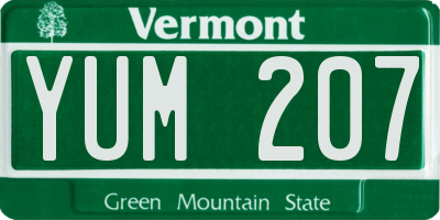 VT license plate YUM207