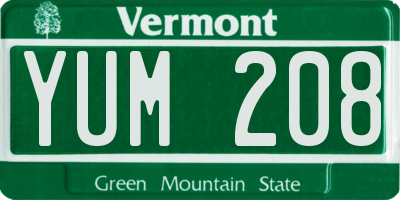 VT license plate YUM208