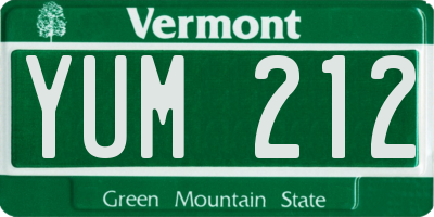 VT license plate YUM212