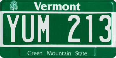 VT license plate YUM213