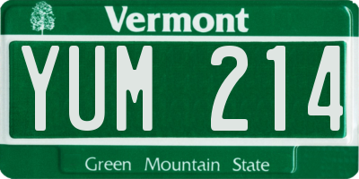 VT license plate YUM214