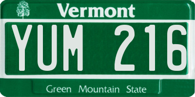 VT license plate YUM216